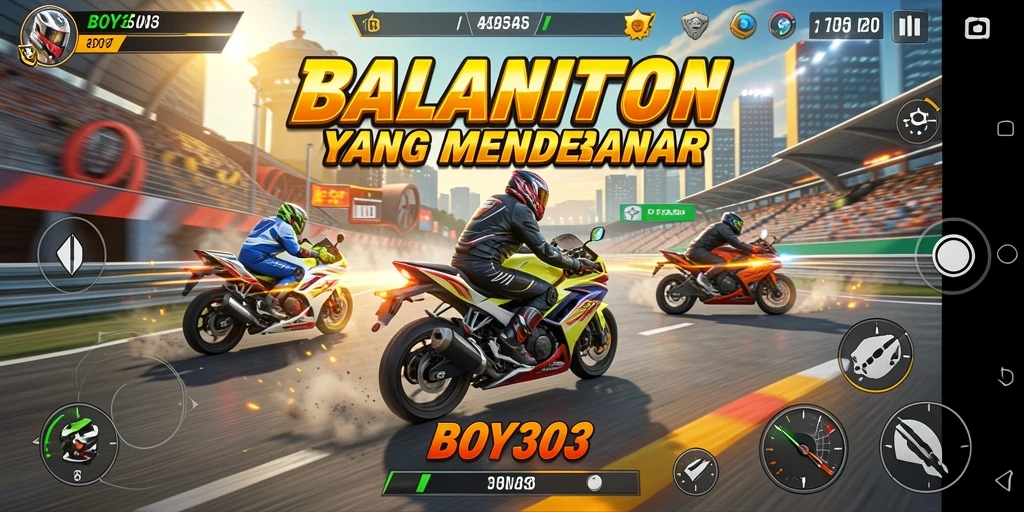 Tampilan gameplay seru dari balapan motor BOY303.