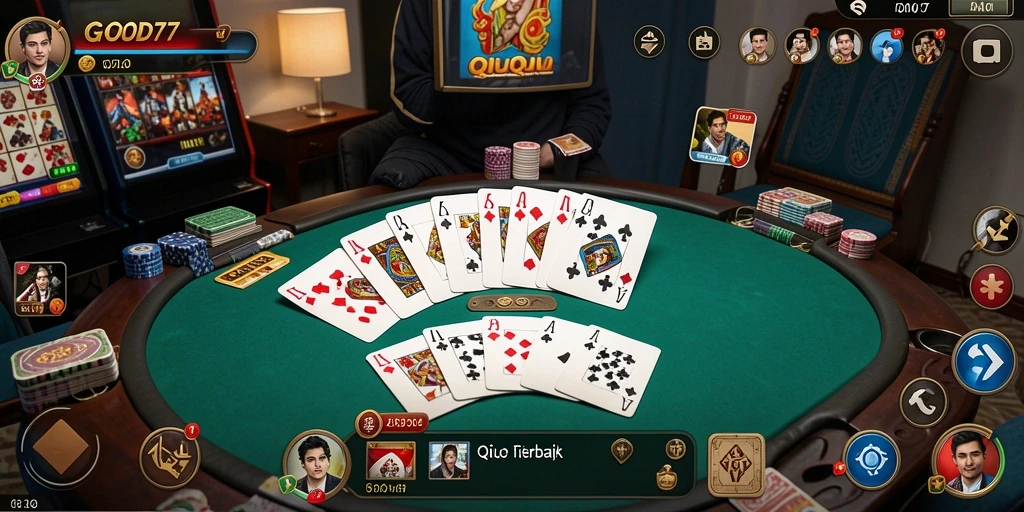 Screenshot dari gameplay menampilkan keseruan bermain QiuQiu di GOD77.