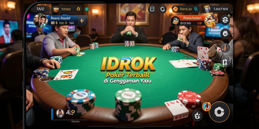 Tampilan menarik dari gameplay poker di IDROK yang mendebarkan.