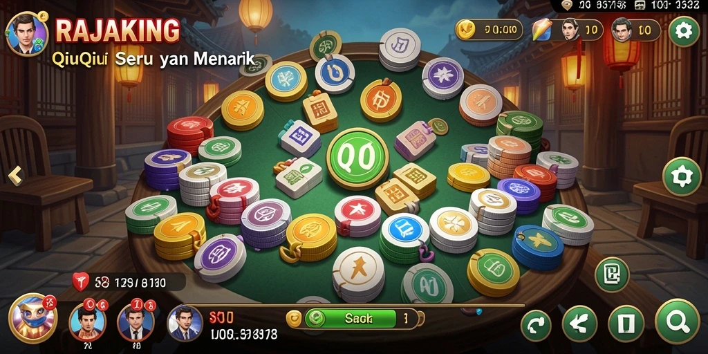 Screenshot gameplay RAJAKING menunjukkan aksi QiuQiu yang mendebarkan.